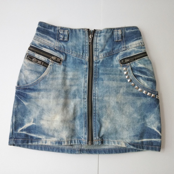 Divided By H&M Moto Distressed Denim Mini Skirt - Picture 1 of 4